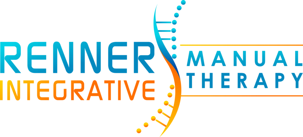 Renner Integrative Manual Therapy logo with cyan and orange text and a stylized spine graphic